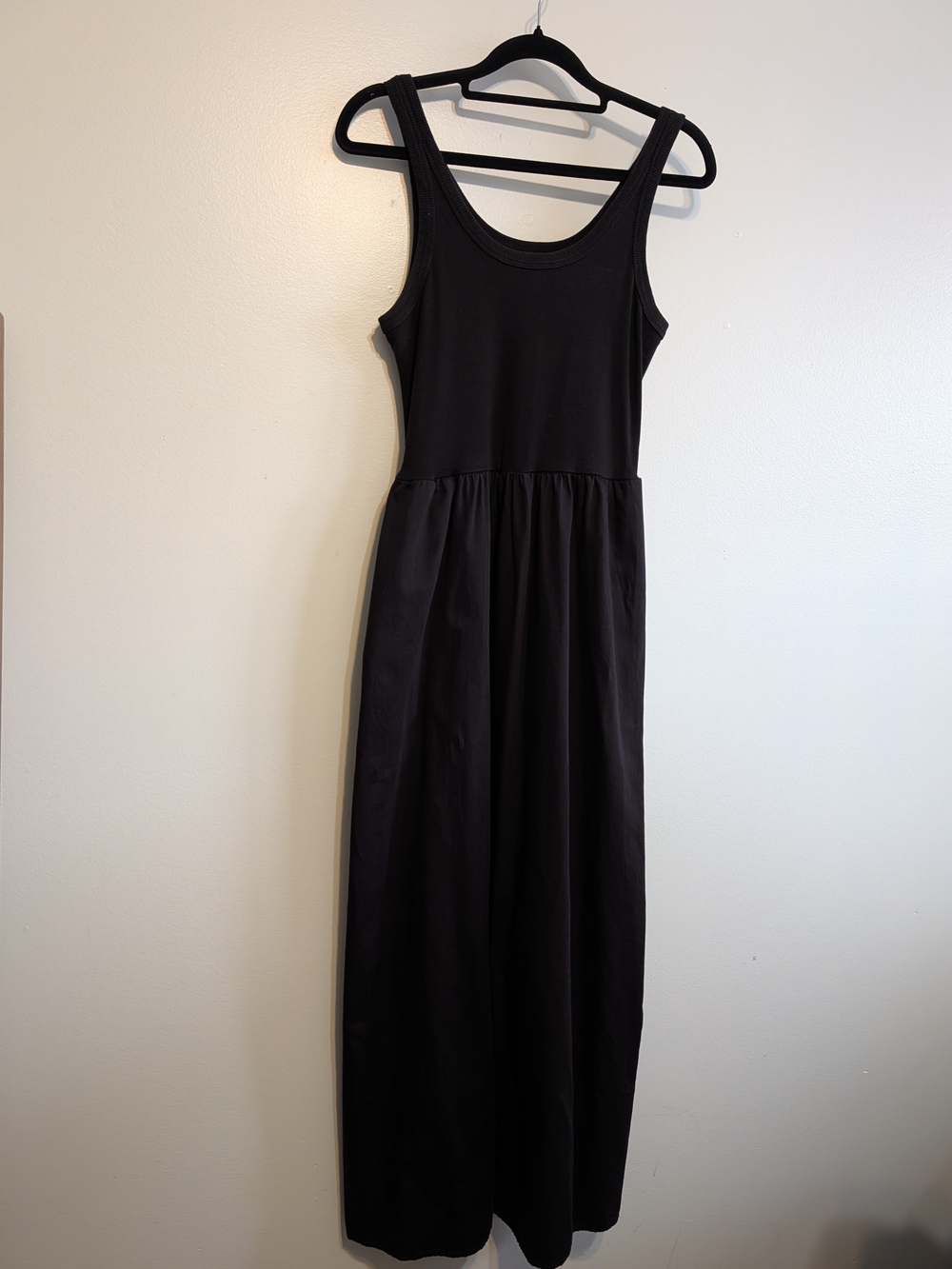 100% Cotton Classic Black Tank Maxi Dress Size Small
